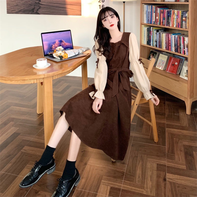 Long Sleeve Dress Women's Lace Up Slimming Elegant - WOMONA.COM