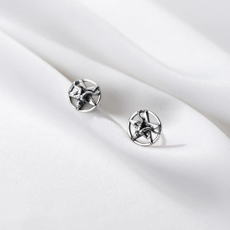 Distressed Pentagram Totem Earrings