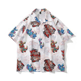 High Street Retro Full Print Short-sleeved Shirts For Men And Women - WOMONA.COM