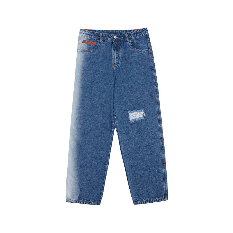 Men's Loose Hole Pocket Jeans - WOMONA.COM