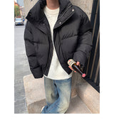 Versatile Stand Collar Zipper Short Cotton Coat Men