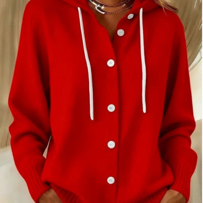 Women's printed hooded cardigan