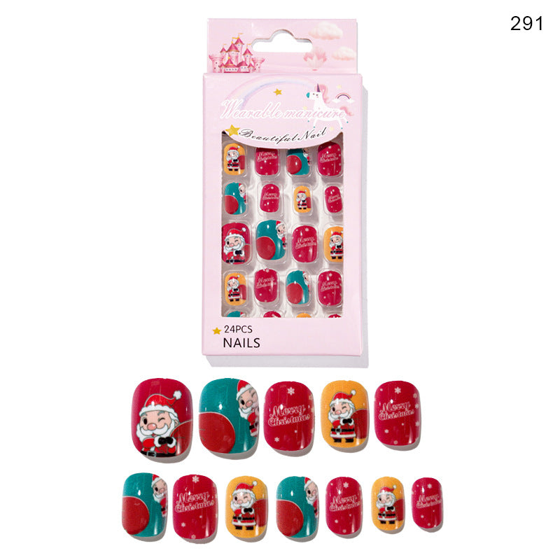 Christmas Cute Children Nails 24 Pieces Wearable - WOMONA.COM