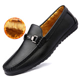 Mocasines Gommino para hombre, zapatos casuales de cuero, terciopelo simple