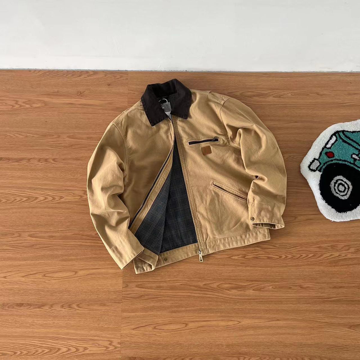 Men's Short And Wide Tooling Zipper Jacket - WOMONA.COM