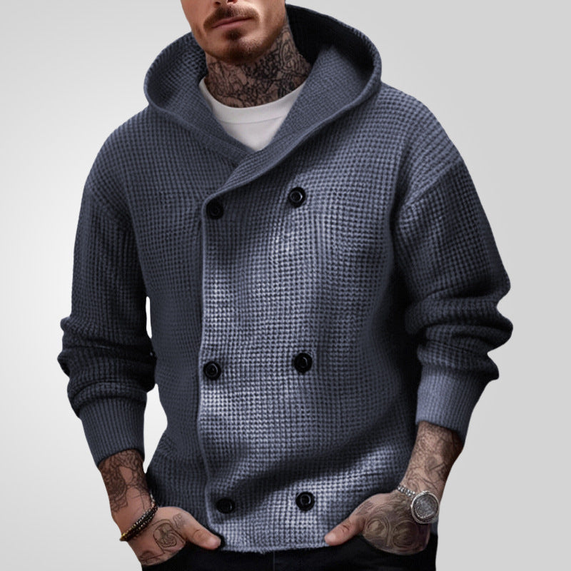 Double Breasted Thickened Hooded Sweater Coata - WOMONA.COM