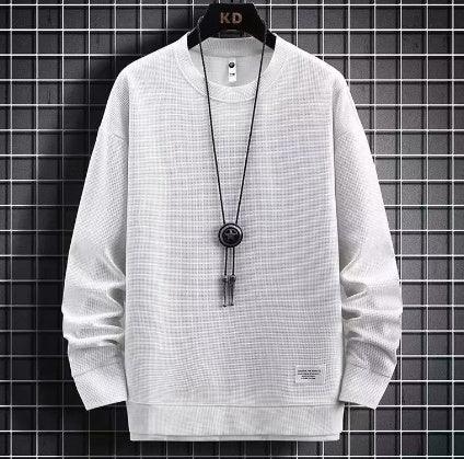 Waffle Casual Sports Round Neck Sweater - WOMONA.COM