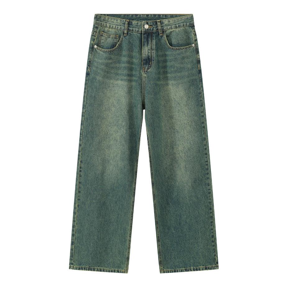 Retro Gradient Purple Loose Wide-leg Jeans For Men And Women - WOMONA.COM