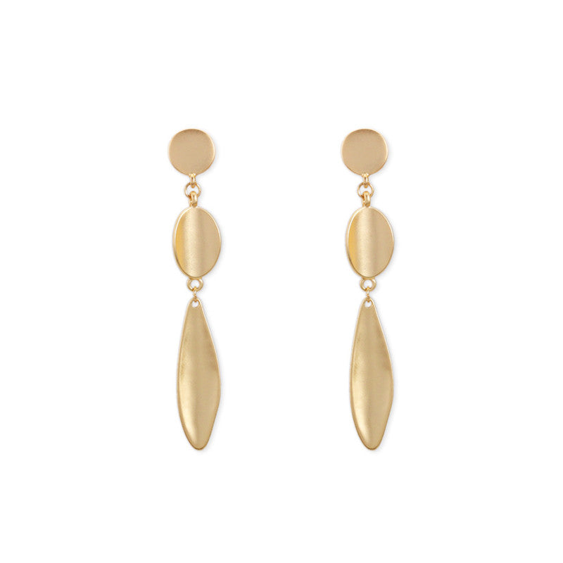 Long Simple Retro Alloy Leaf Earrings - WOMONA.COM