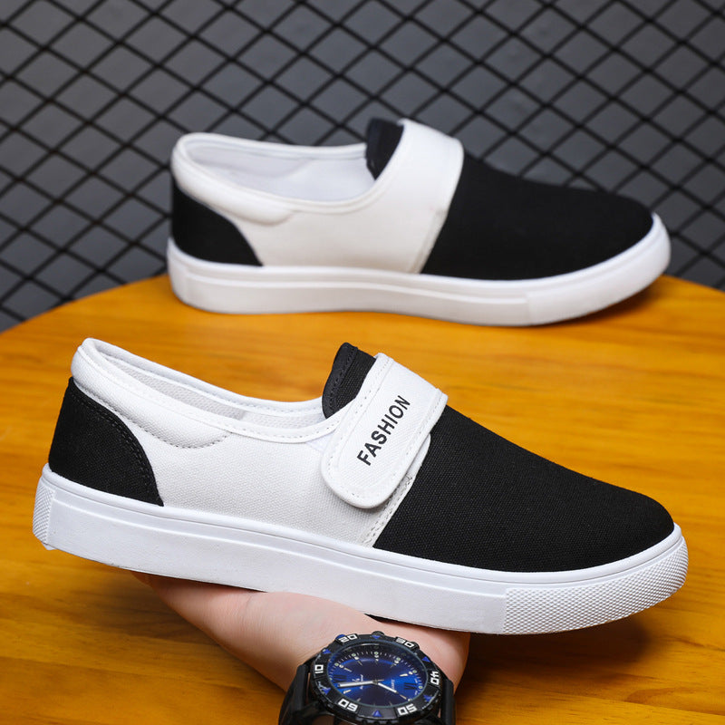 Canvas Flat Shoes Men Velcro Casual Sneakers - WOMONA.COM