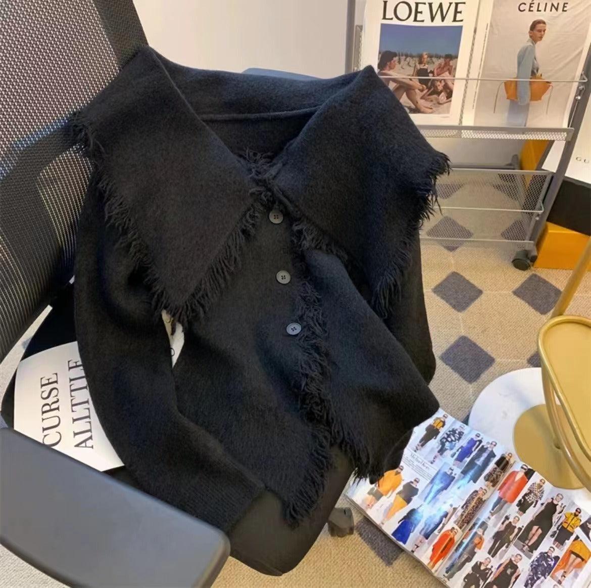 French Style Retro Lapels Temperament Knitted Top - WOMONA.COM
