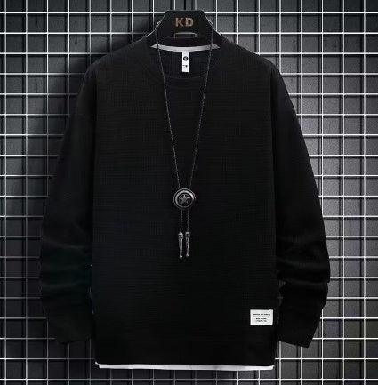 Waffle Casual Sports Round Neck Sweater - WOMONA.COM