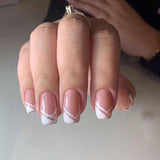 Oblique French Simple Wearing Manicure Finished Fake Nails - WOMONA.COM