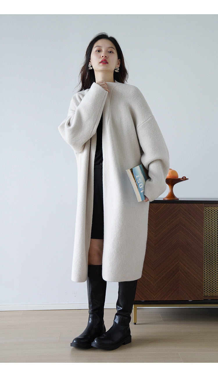 Long Knitted Cardigan Coat Women's Loose Knitted Top - WOMONA.COM