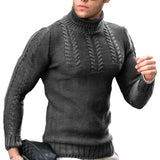 Men's Turtleneck Twisted Long-sleeved Sweater - WOMONA.COM