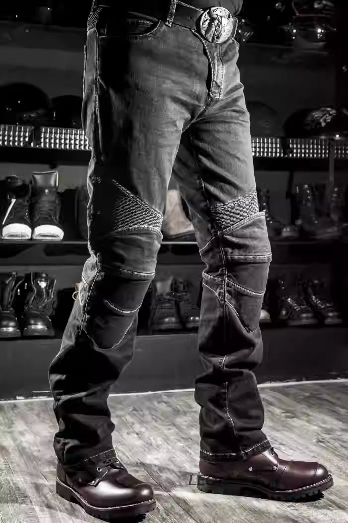 Motorcycle Touring Denim Straight-Leg Pants For Bikers