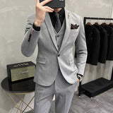 Striped Suit Men's Three-piece Suit - WOMONA.COM