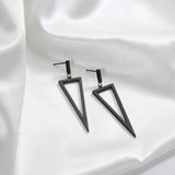 New Metal Black Triangle Earrings - WOMONA.COM