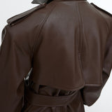 PU Leather Coat Jacket Three-dimensional Splicing - WOMONA.COM