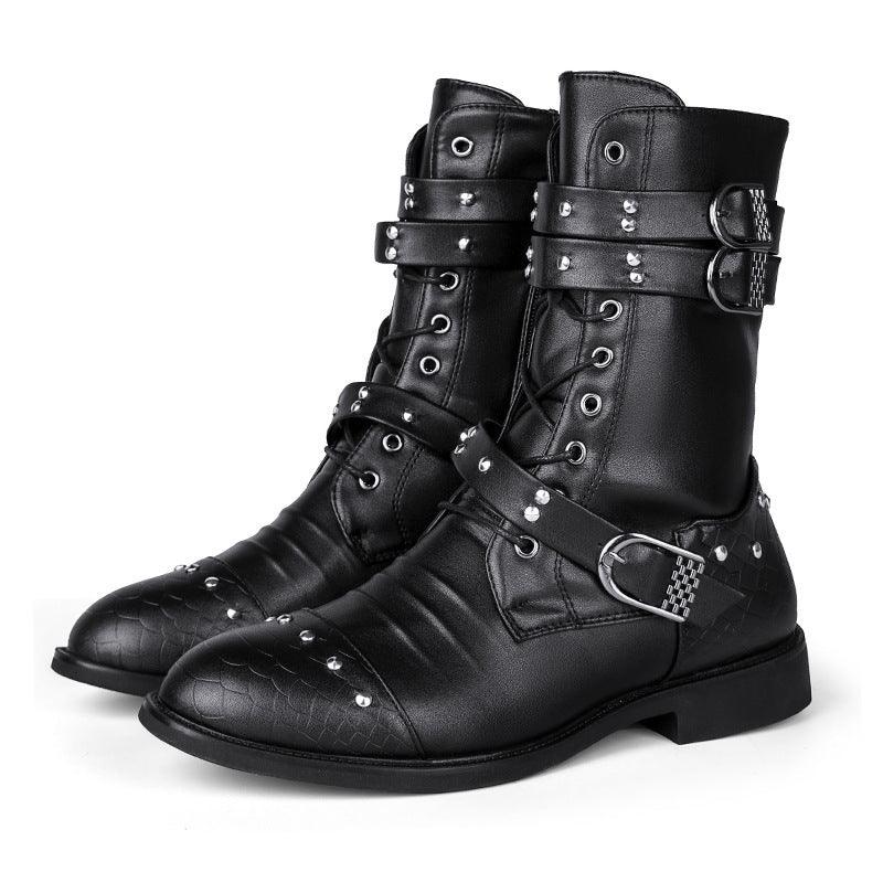 Middle Tube Leather Boots - WOMONA.COM