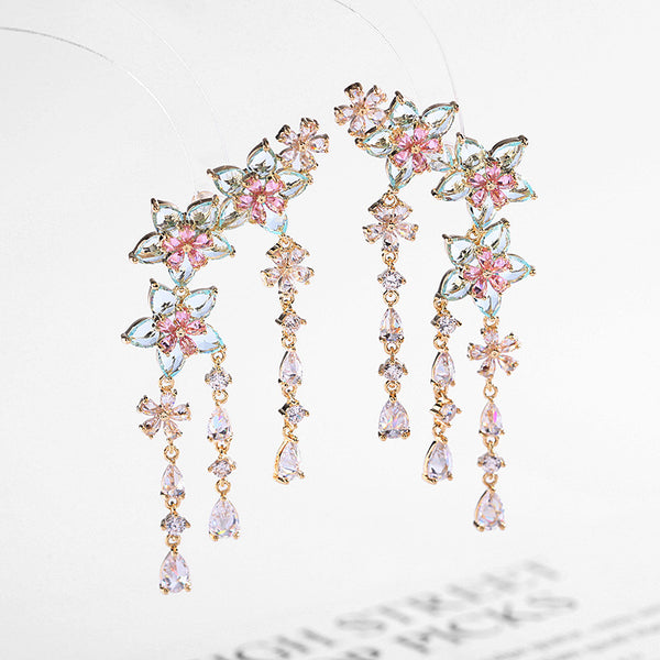 Fashion Flower Tassel Pendant Earrings For Women - WOMONA.COM