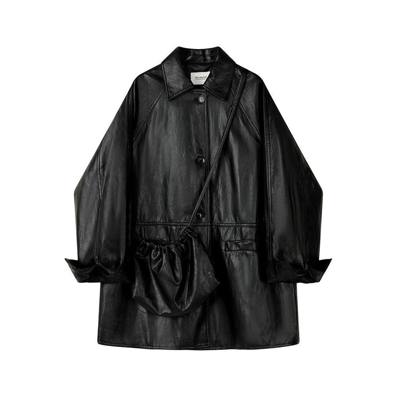 Retro Motorcycle Clothing Slimming Leather Coat