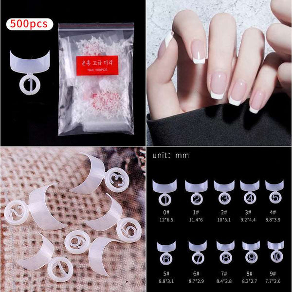 500 Pieces Of Fake Nails Crescent Edge Plum - WOMONA.COM