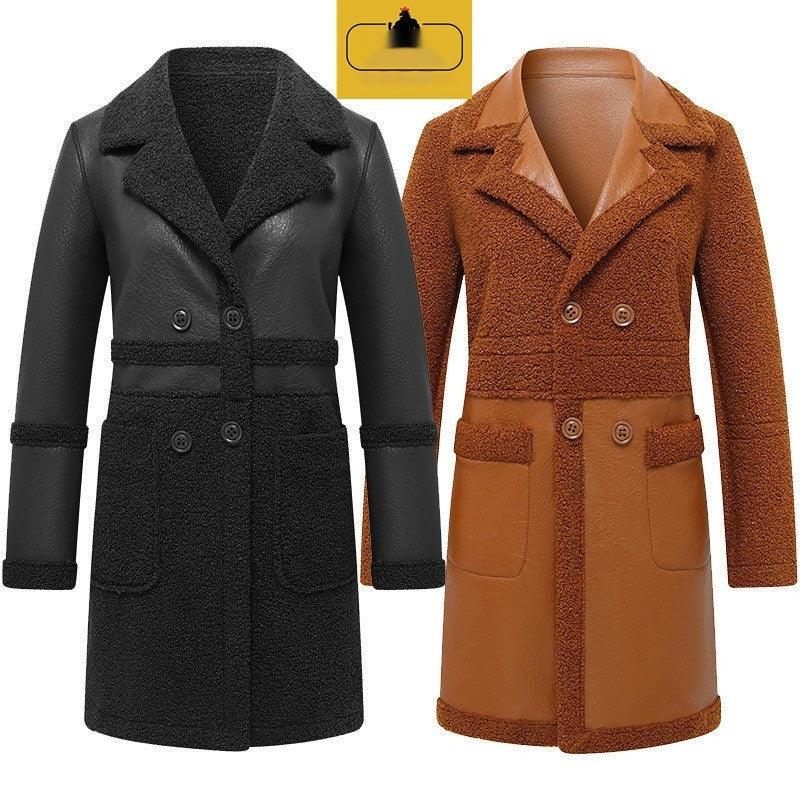 Women's Plus-Size Leather-Look Flocked Jacket