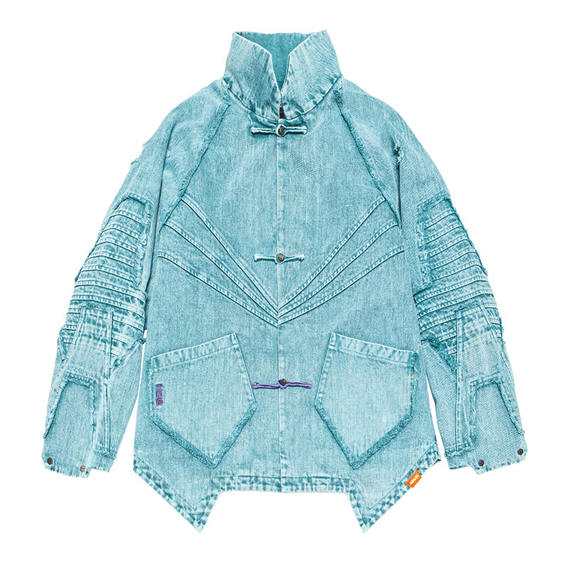 Street Wear And Tear Damaged Washed Denim Jacket - WOMONA.COM