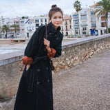 Double-breasted Belted Trench Coat With Waist