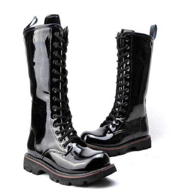 Long Patent Leather High-top Martin Boots - WOMONA.COM