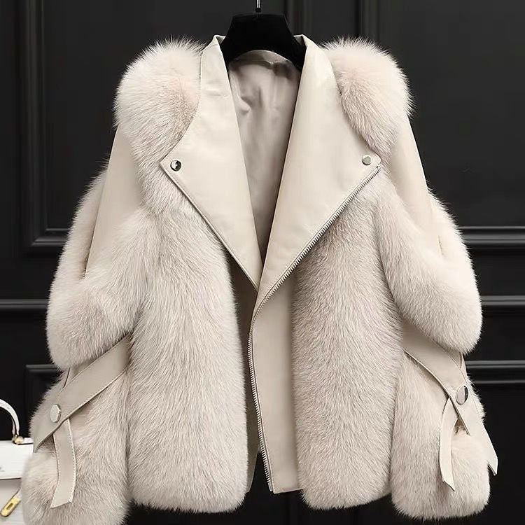 Women's plush moto-style coat