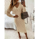 Warm Long Sleeves Knitwear Women's Sheath Dress - WOMONA.COM