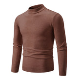 Round Neck Sweater Men's Winter Solid Color Slim Fit - WOMONA.COM