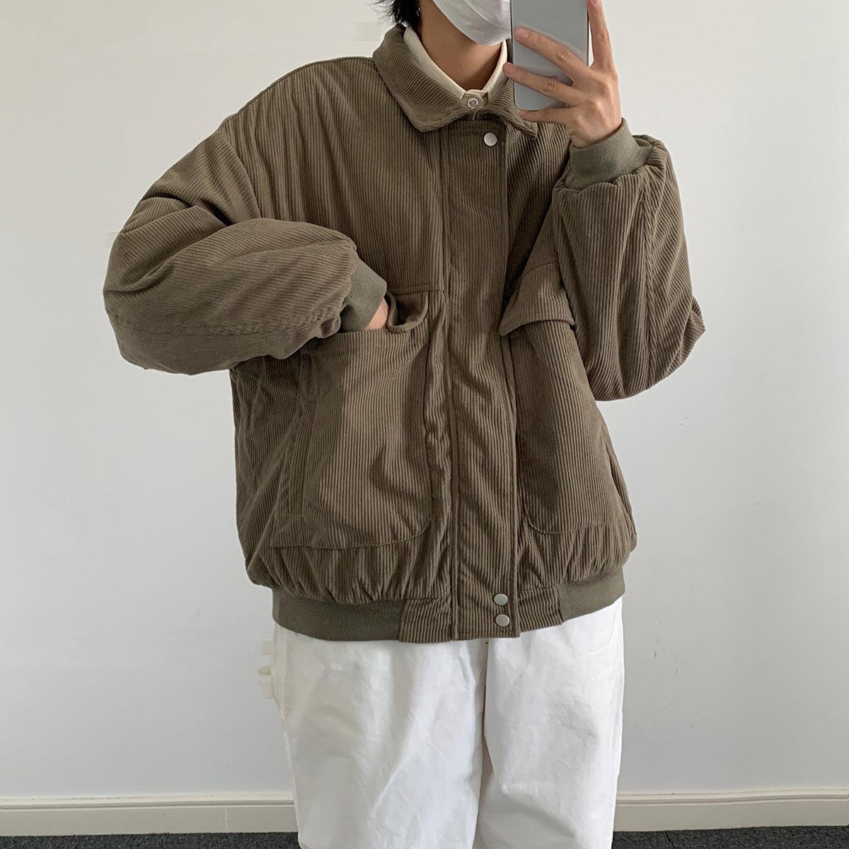Men And Women's Retro Corduroy Cotton-padded Jacket - WOMONA.COM