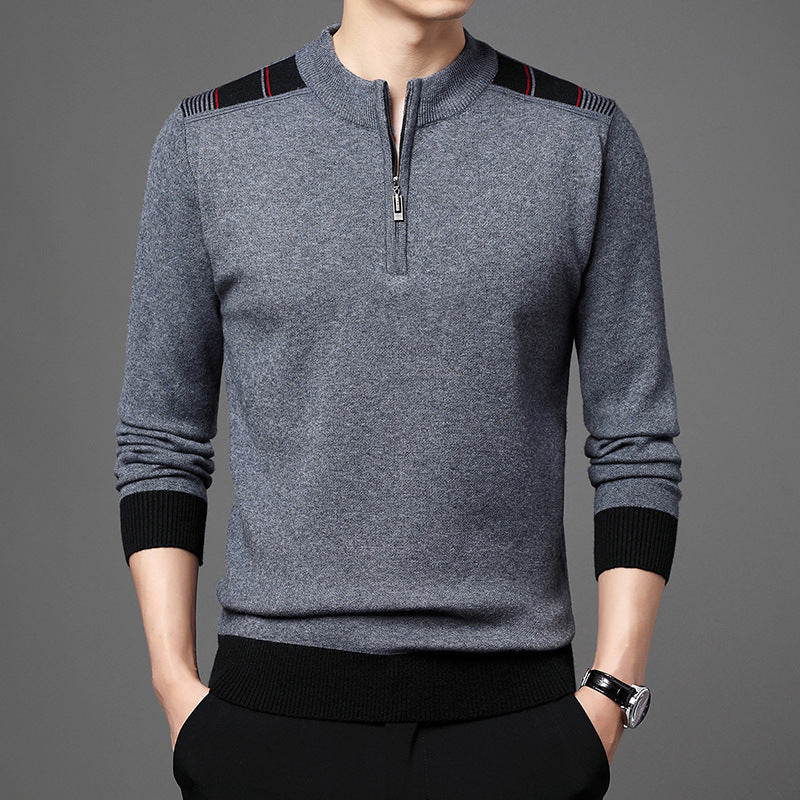 Men's Thickened Knitting Casual Half Zip Sweater - WOMONA.COM