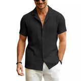 Men's Daily Casual Short Sleeve Cardigan Shirt Men's