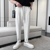 New Skinny Slimming Ice Silk Draped Casual Cropped Pants For Men - WOMONA.COM