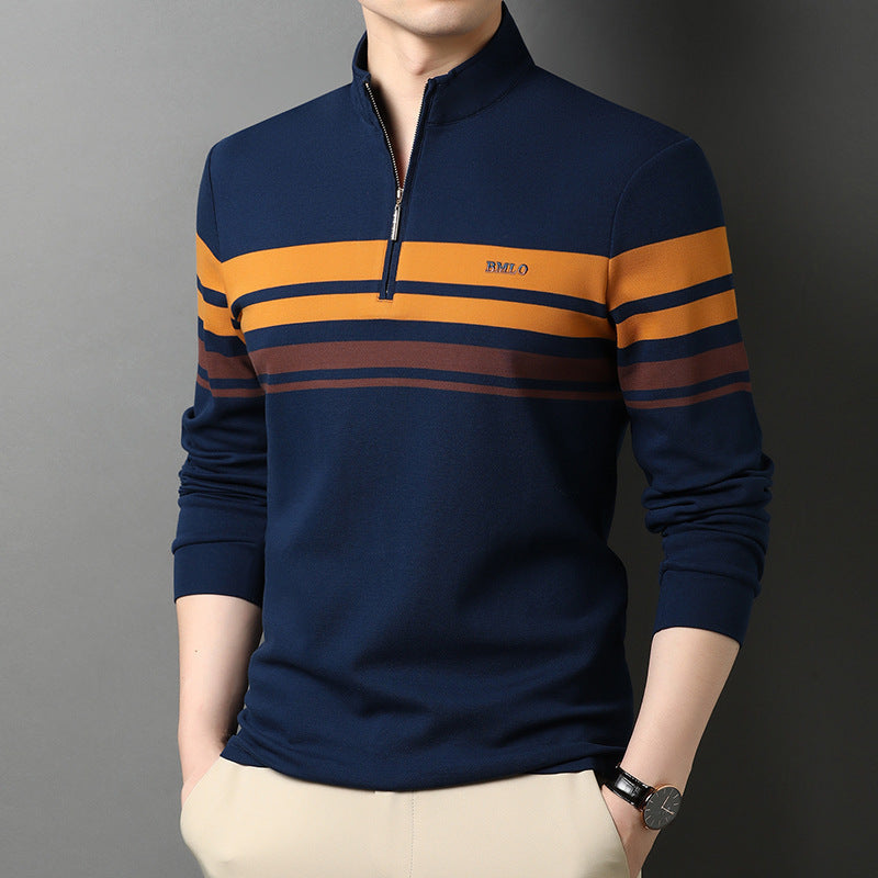 Men's T-shirts Cotton Stand Collar Long Sleeves - WOMONA.COM