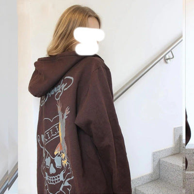 Brown Zip Sweatshirt Jacket Clothes Hoodie - WOMONA.COM