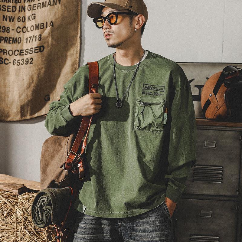 American Retro Cotton Long-sleeved T-shirt For Men - WOMONA.COM