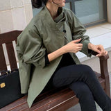 Retro Loose Long Sleeve Short Trench Coat Women - WOMONA.COM