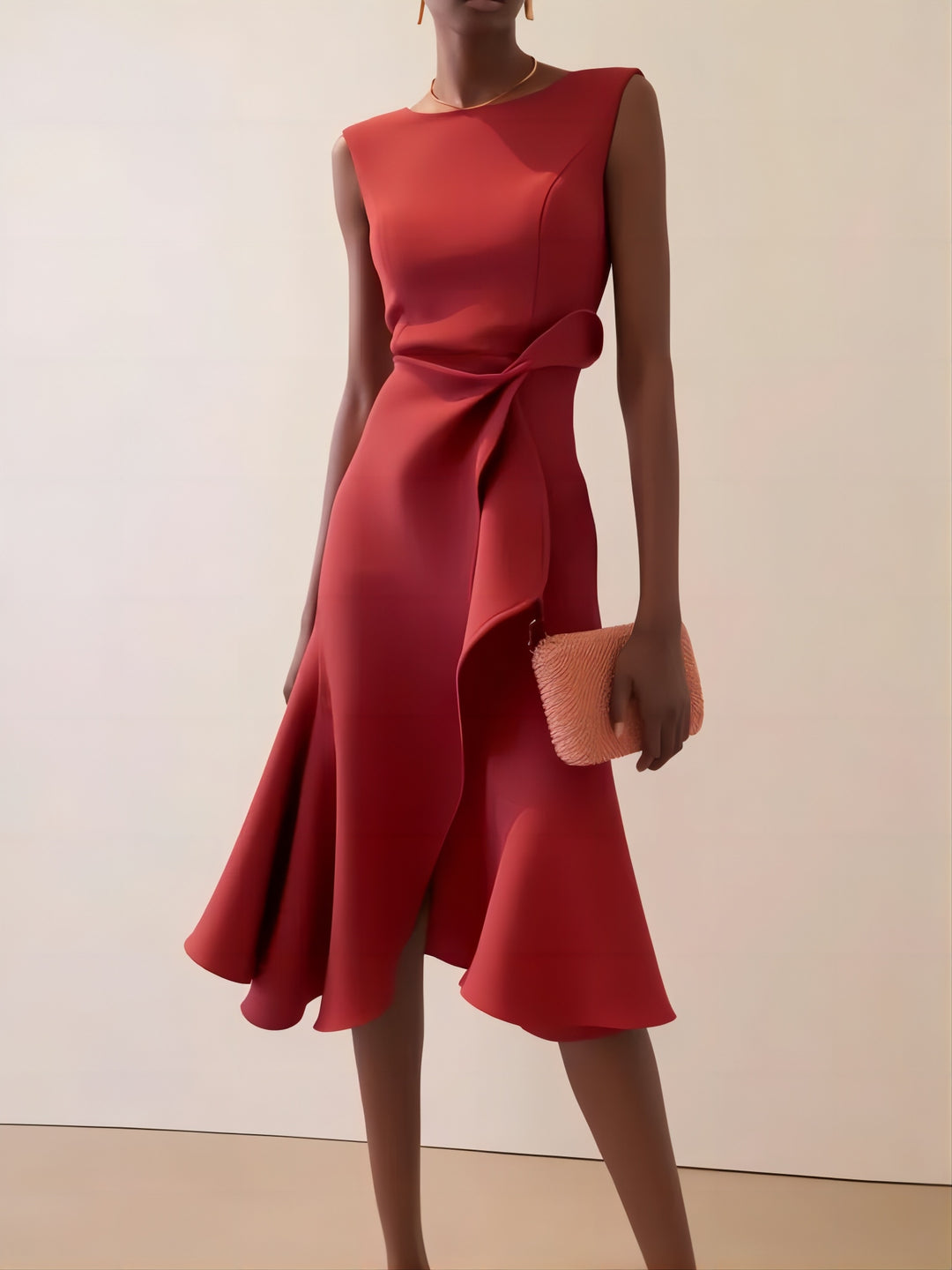 Sleeveless Twist-Waist A-Line Midi Dress – product image 1