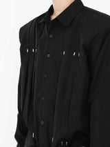 Metal Rivet Stitching Padded Shoulder Shirt - WOMONA.COM