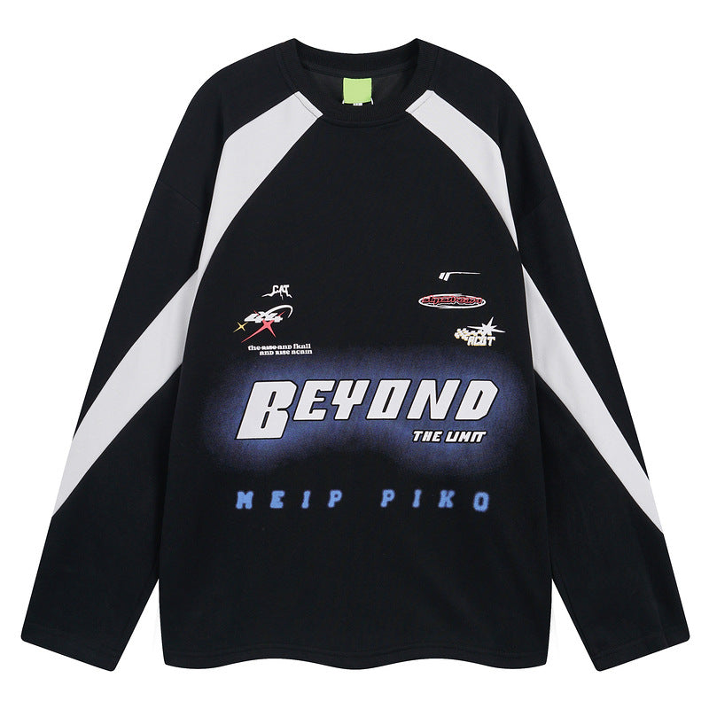Men's black retro racing letter sweatshirt