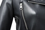 Short Slim High Waist Motorcycle Leather Jacket - WOMONA.COM