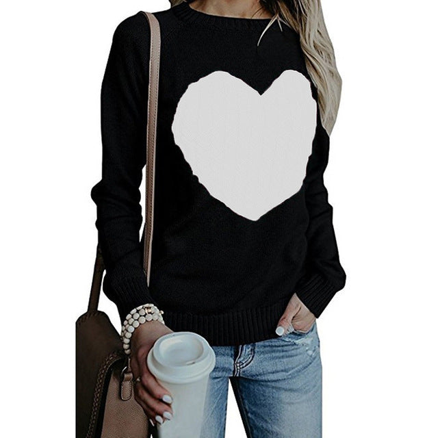 Autumn Winter Women Sweaters Heart Pattern - WOMONA.COM