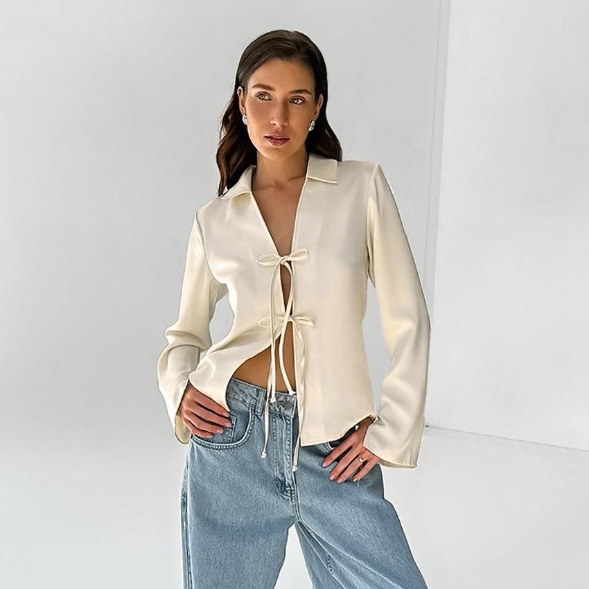 Loose Apricot Cardigan Top Women's Clothing - WOMONA.COM