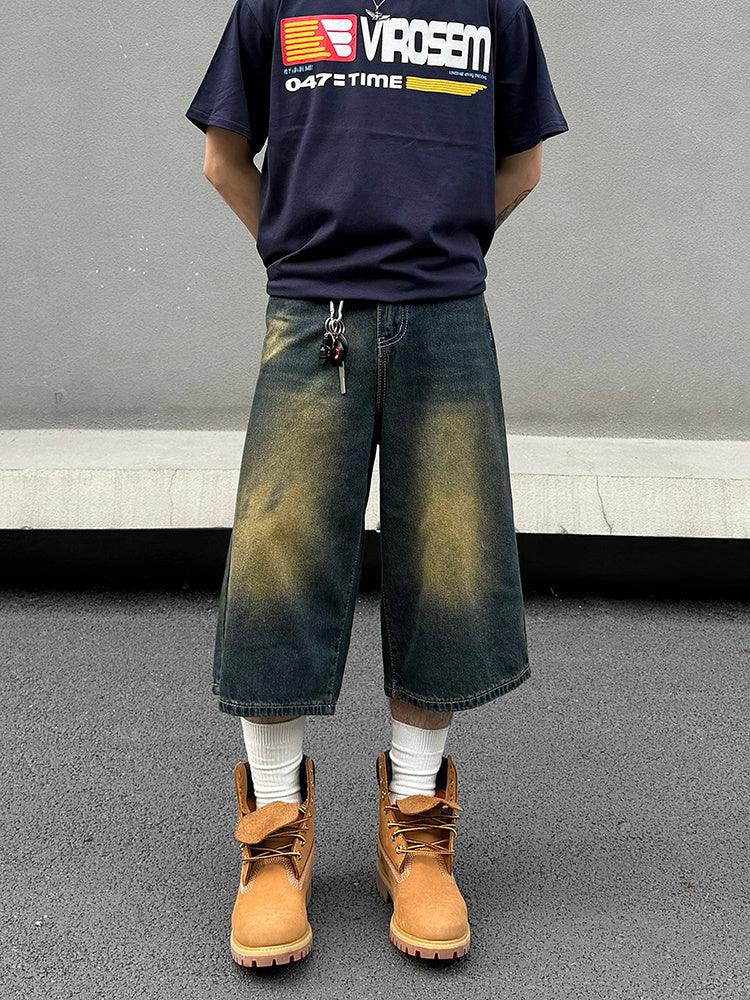 Niche High-grade Washed Distressed Cropped Jeans For Men - WOMONA.COM