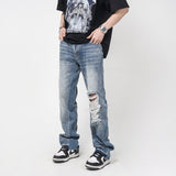 Men's Straight Loose Hole Jeans - WOMONA.COM